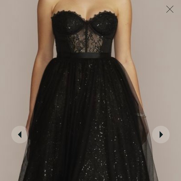 Jules and Cleo strapless sparkle illusion corset ball gown
